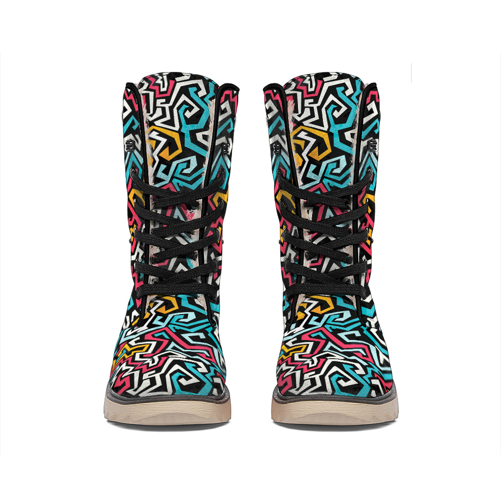 Abstract Funky Pattern Print Winter Boots