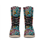 Abstract Funky Pattern Print Winter Boots