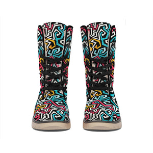 Abstract Funky Pattern Print Winter Boots