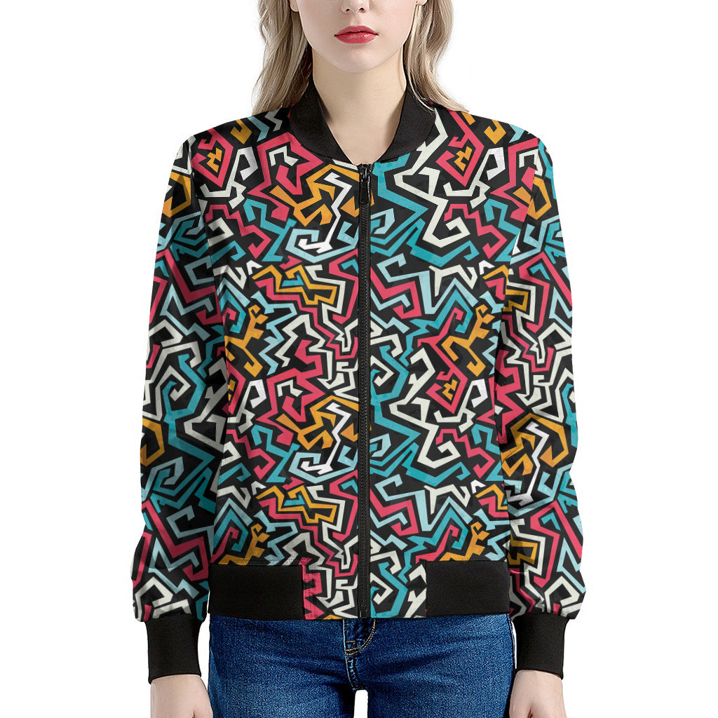 Abstract Funky Pattern Print Women's Bomber Jacket