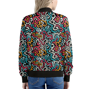 Abstract Funky Pattern Print Women's Bomber Jacket