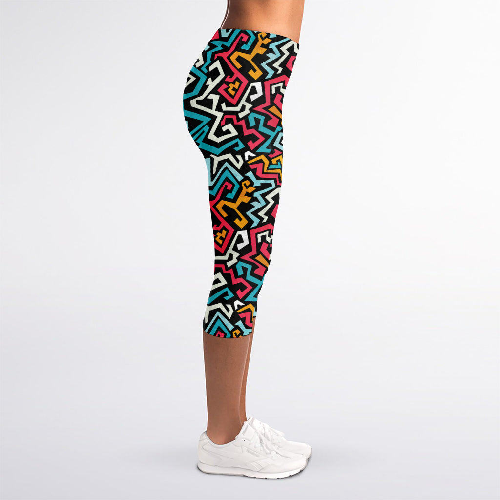 Abstract Funky Pattern Print Women's Capri Leggings