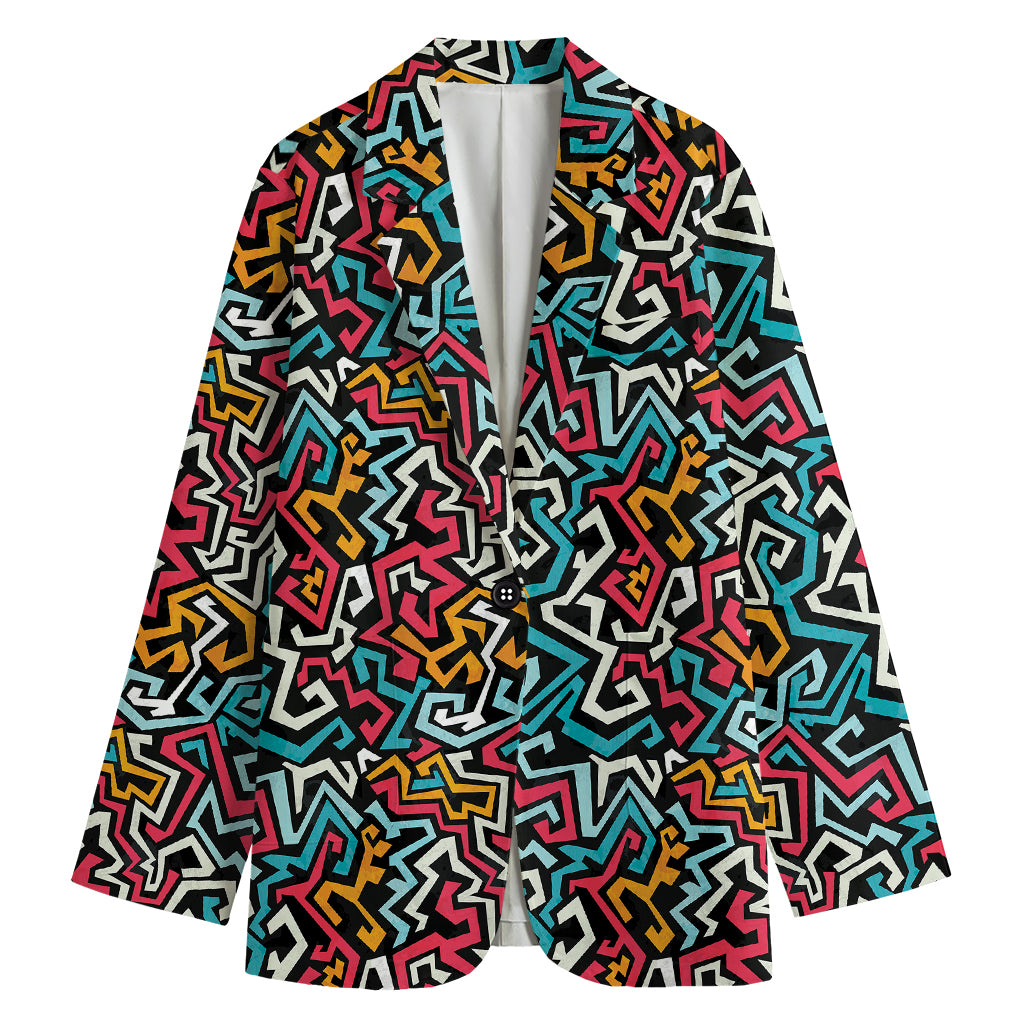 Abstract Funky Pattern Print Women's Cotton Blazer