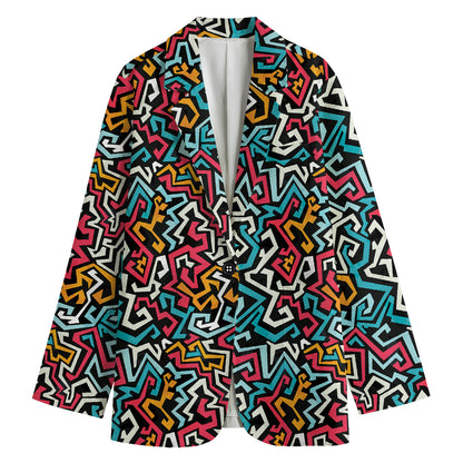 Abstract Funky Pattern Print Women's Cotton Blazer