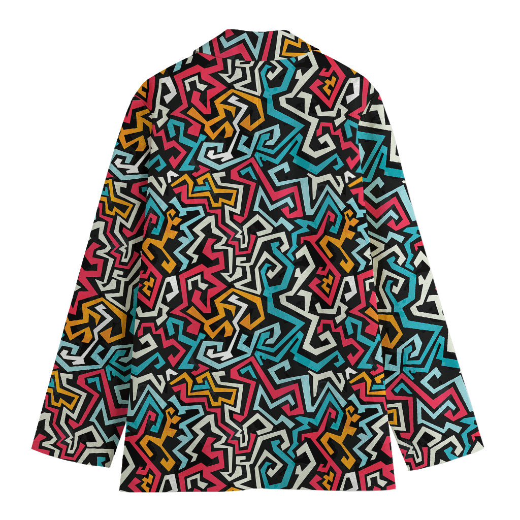 Abstract Funky Pattern Print Women's Cotton Blazer