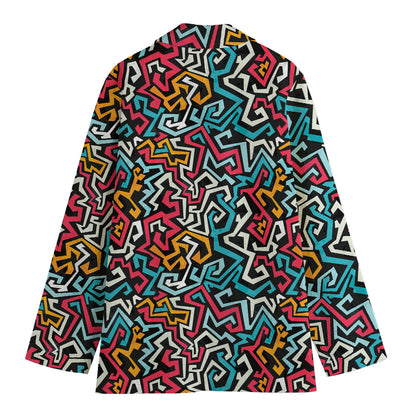 Abstract Funky Pattern Print Women's Cotton Blazer