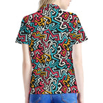 Abstract Funky Pattern Print Women's Polo Shirt