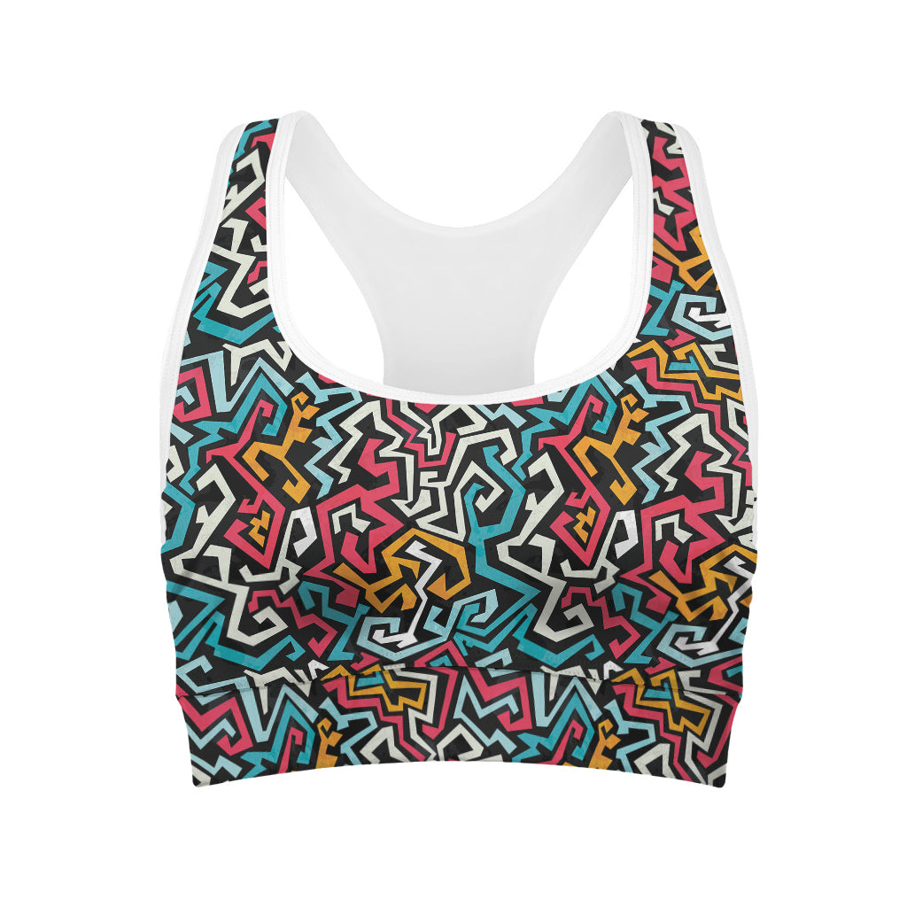 Abstract Funky Pattern Print Women's Sports Bra