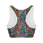 Abstract Funky Pattern Print Women's Sports Bra