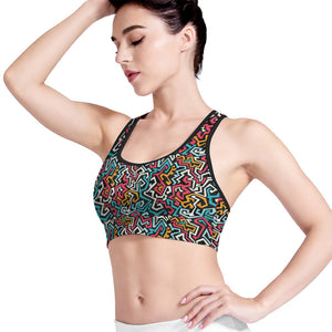 Abstract Funky Pattern Print Women's Sports Bra