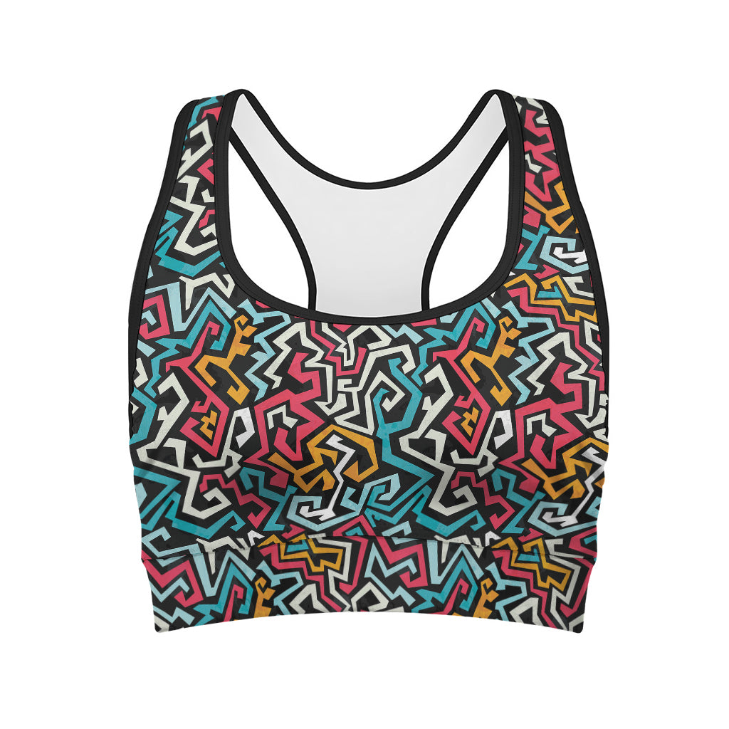 Abstract Funky Pattern Print Women's Sports Bra