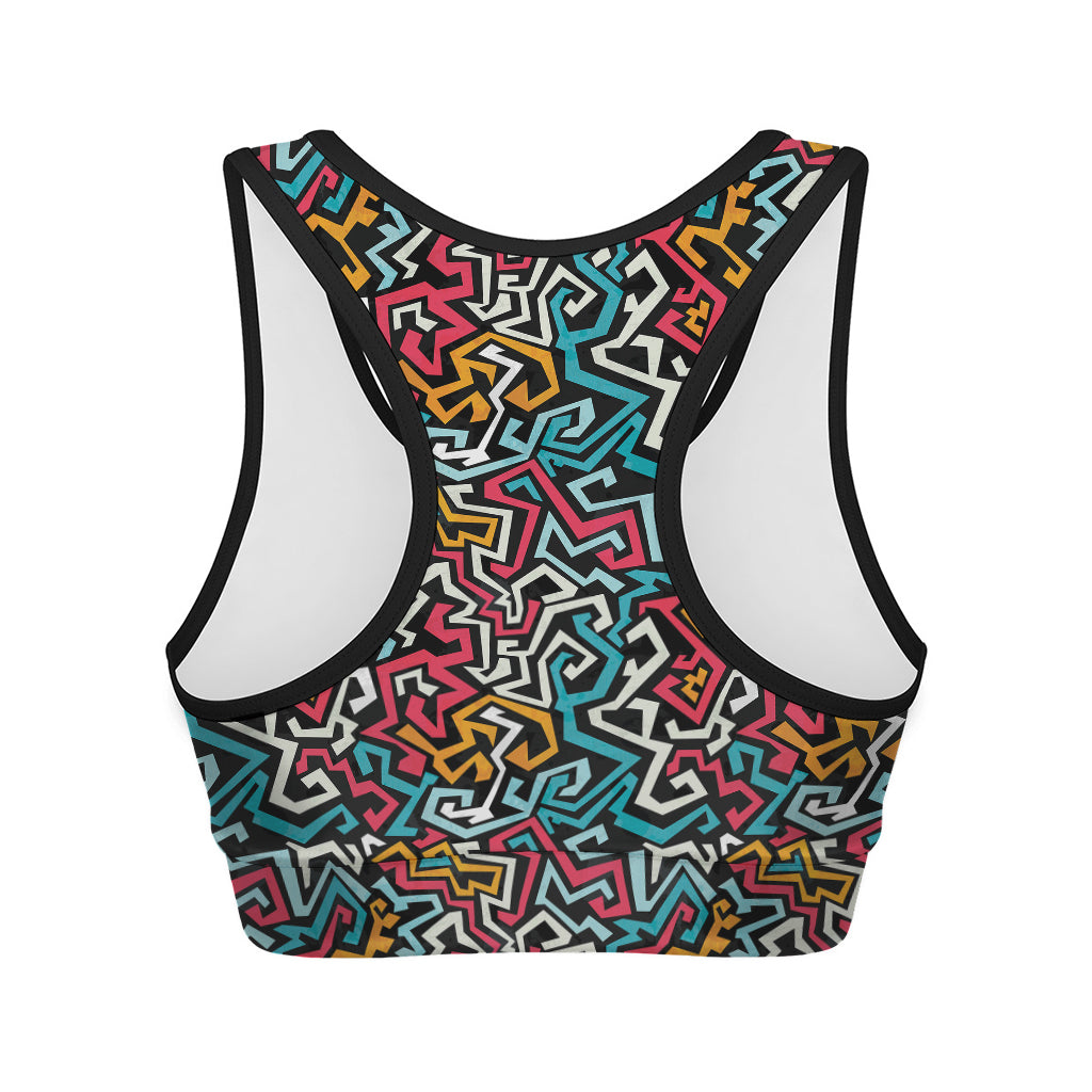 Abstract Funky Pattern Print Women's Sports Bra