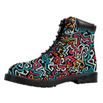 Abstract Funky Pattern Print Work Boots