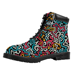 Abstract Funky Pattern Print Work Boots