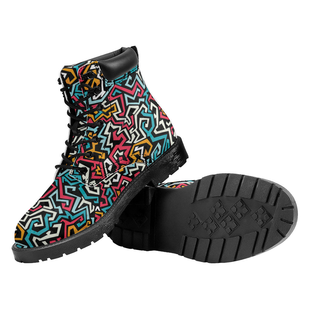 Abstract Funky Pattern Print Work Boots