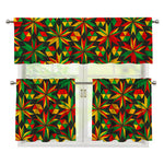 Abstract Geometric Reggae Pattern Print 3 Piece Kitchen Curtains