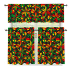 Abstract Geometric Reggae Pattern Print 3 Piece Kitchen Curtains