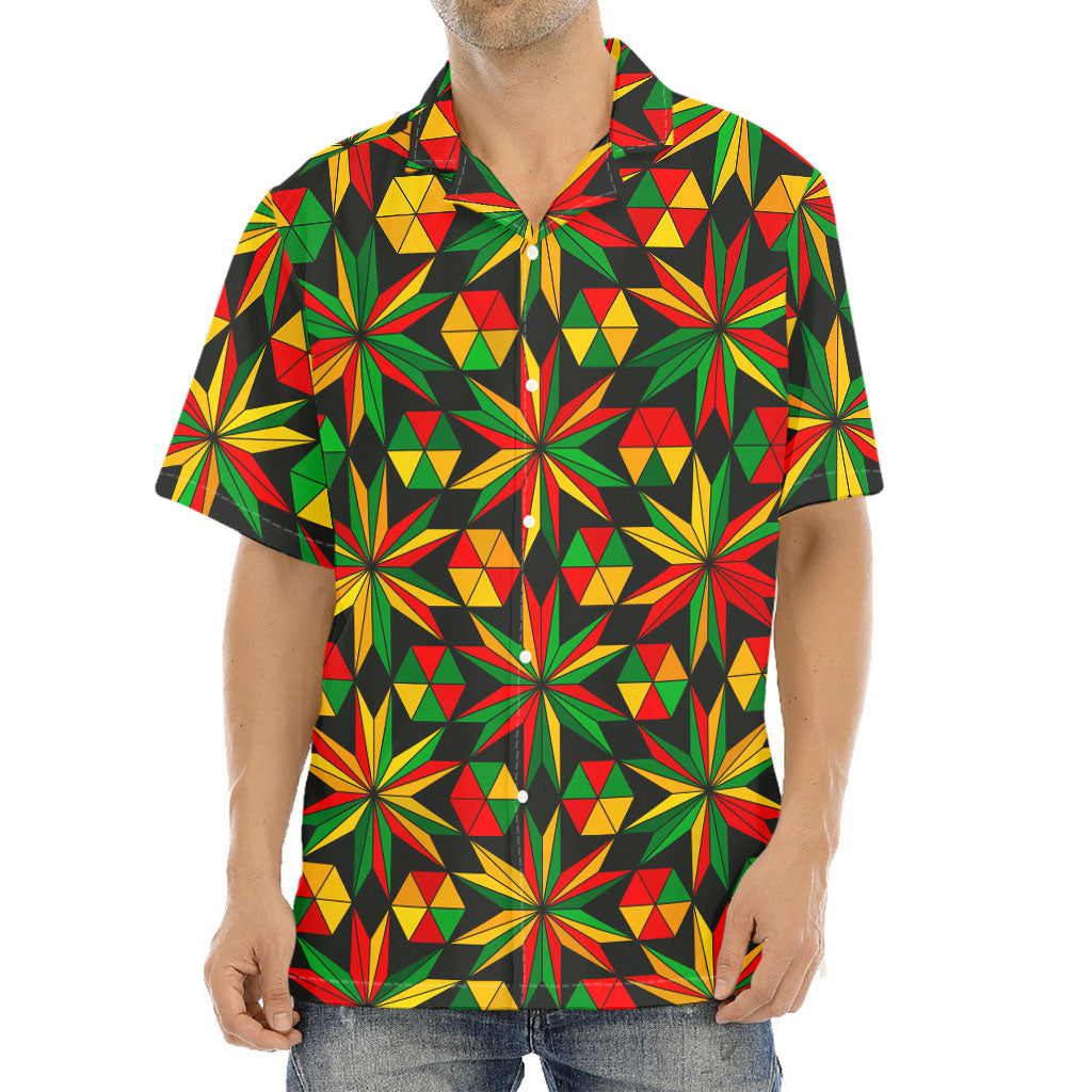 Abstract Geometric Reggae Pattern Print Aloha Shirt