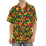 Abstract Geometric Reggae Pattern Print Aloha Shirt