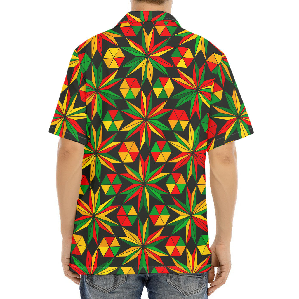 Abstract Geometric Reggae Pattern Print Aloha Shirt