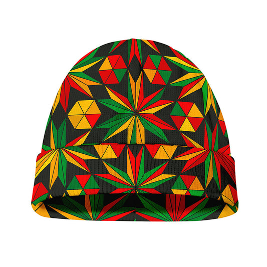 Abstract Geometric Reggae Pattern Print Beanie