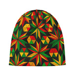 Abstract Geometric Reggae Pattern Print Beanie
