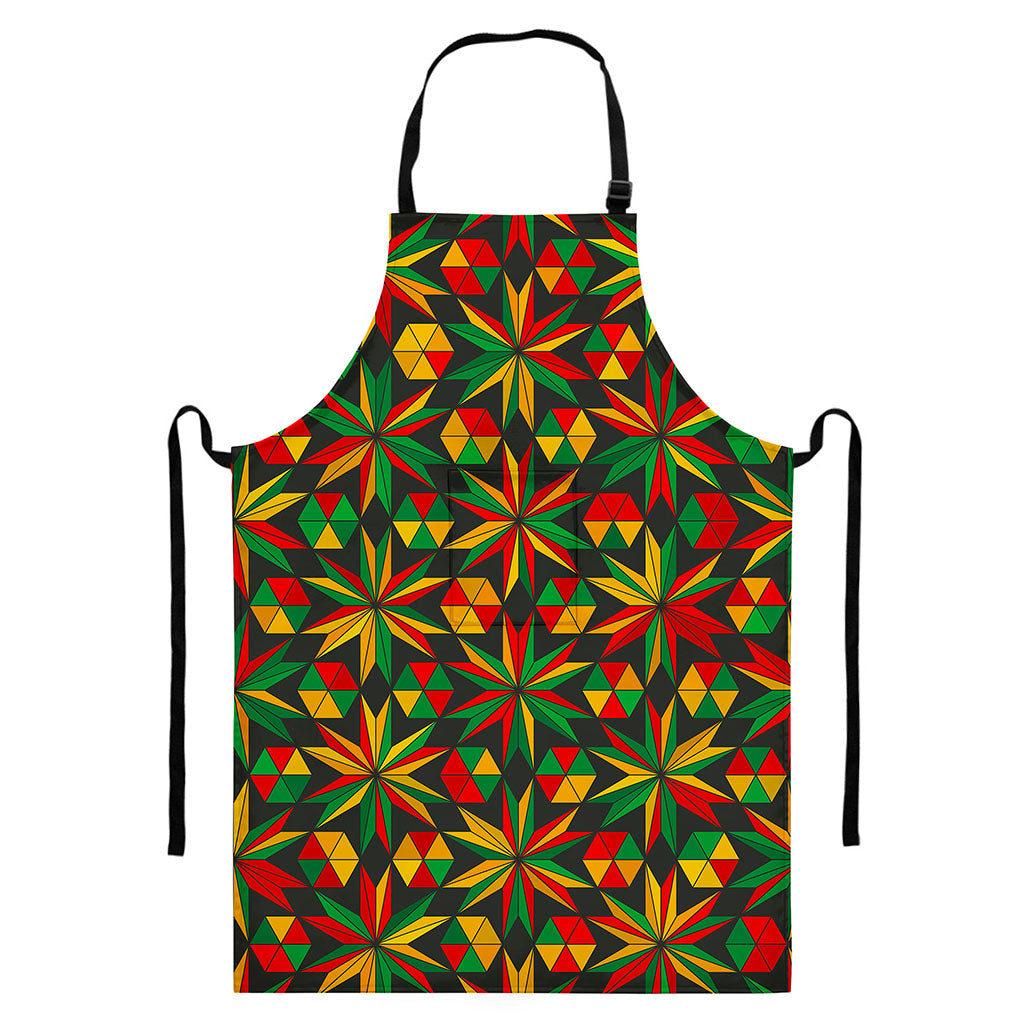 Abstract Geometric Reggae Pattern Print Bib Apron With Pocket