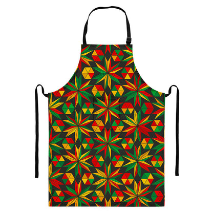 Abstract Geometric Reggae Pattern Print Bib Apron With Pocket