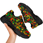 Abstract Geometric Reggae Pattern Print Black Chunky Shoes