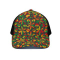 Abstract Geometric Reggae Pattern Print Black Mesh Trucker Hat