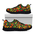 Abstract Geometric Reggae Pattern Print Black Running Shoes