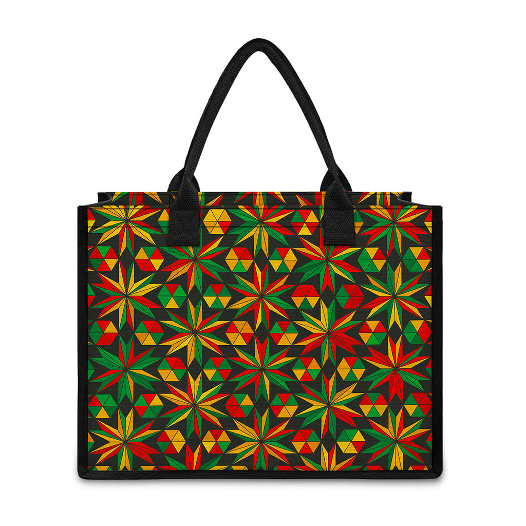 Abstract Geometric Reggae Pattern Print Canvas Tote Bag