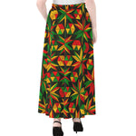 Abstract Geometric Reggae Pattern Print Chiffon Maxi Skirt