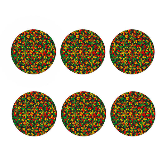 Abstract Geometric Reggae Pattern Print Coaster Set