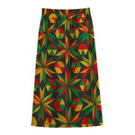Abstract Geometric Reggae Pattern Print Cotton Front Slit Maxi Skirt