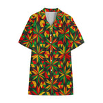 Abstract Geometric Reggae Pattern Print Cotton Hawaiian Shirt