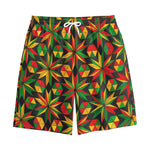 Abstract Geometric Reggae Pattern Print Cotton Shorts