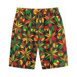 Abstract Geometric Reggae Pattern Print Cotton Shorts