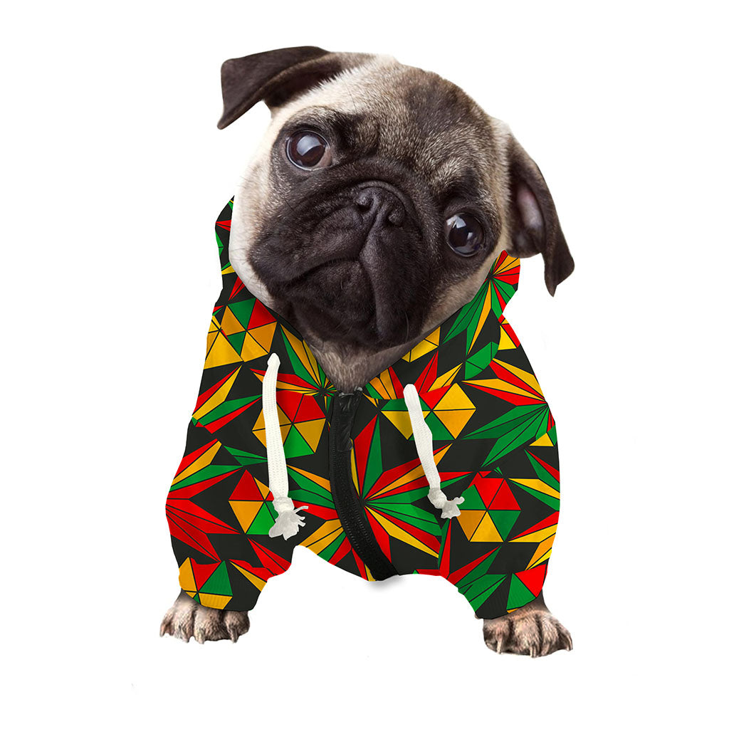 Abstract Geometric Reggae Pattern Print Dog Zip Up Hoodie