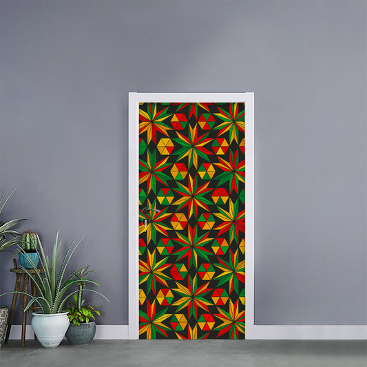 Abstract Geometric Reggae Pattern Print Door Sticker
