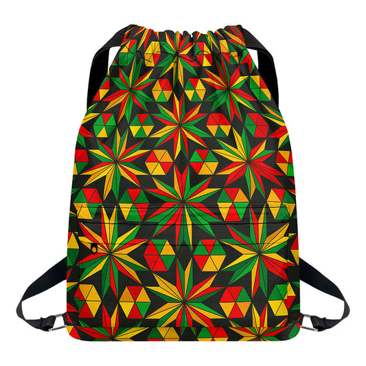 Abstract Geometric Reggae Pattern Print Drawstring Backpack