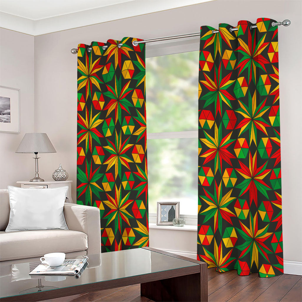 Abstract Geometric Reggae Pattern Print Extra Wide Grommet Curtains