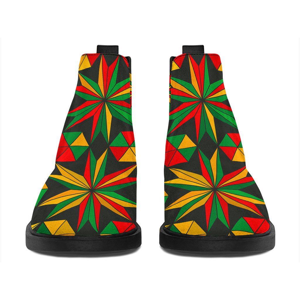 Abstract Geometric Reggae Pattern Print Flat Ankle Boots