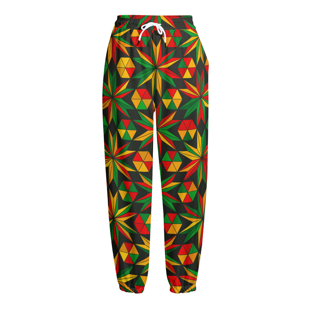 Abstract Geometric Reggae Pattern Print Fleece Lined Knit Pants
