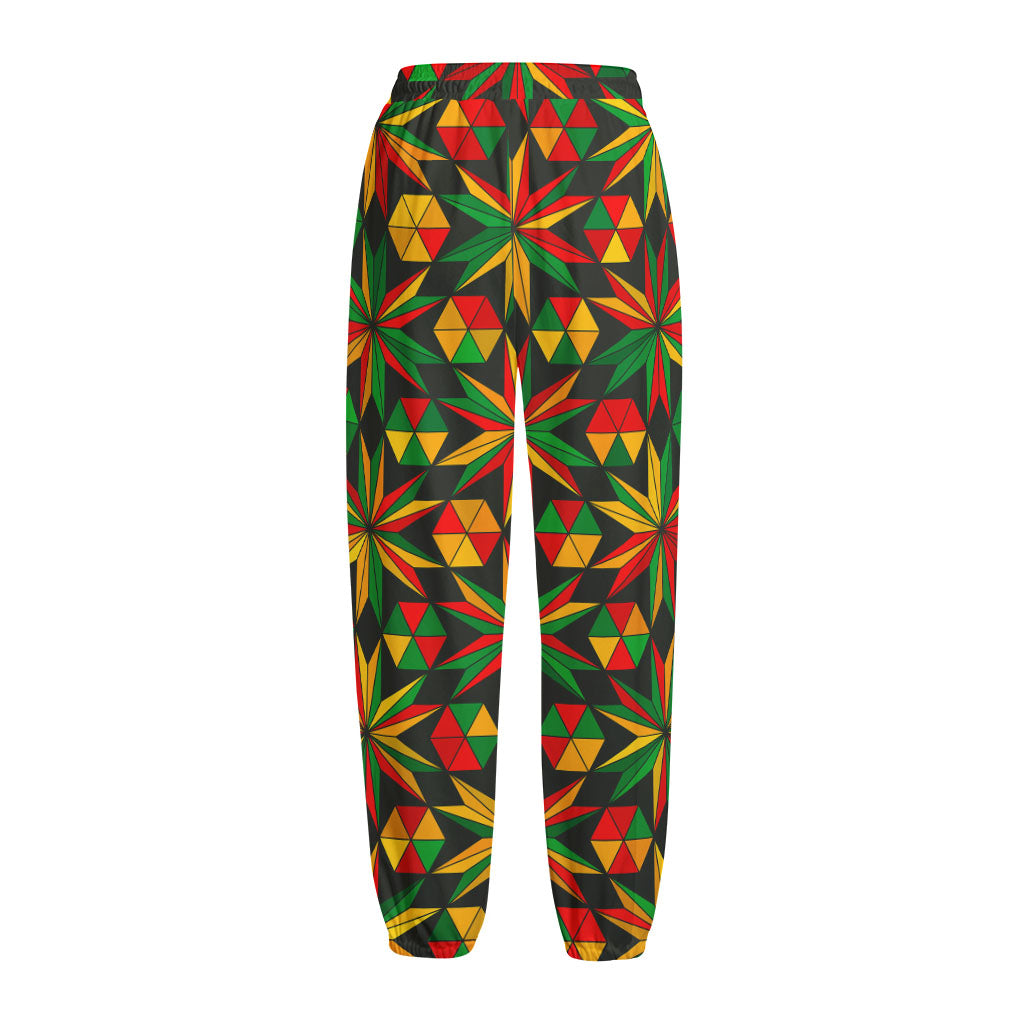 Abstract Geometric Reggae Pattern Print Fleece Lined Knit Pants