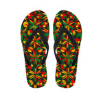 Abstract Geometric Reggae Pattern Print Flip Flops