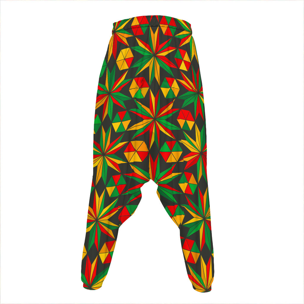 Abstract Geometric Reggae Pattern Print Hammer Pants