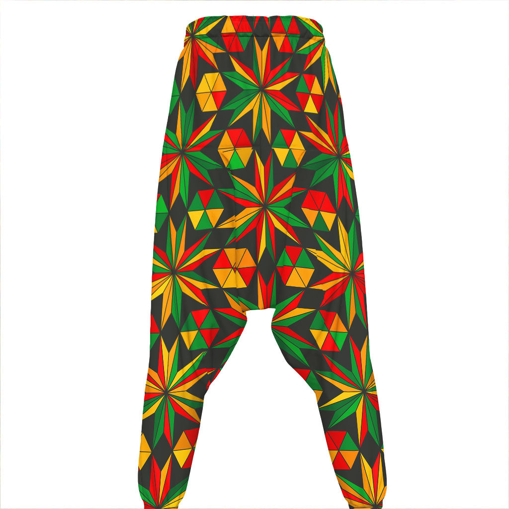 Abstract Geometric Reggae Pattern Print Hammer Pants