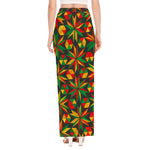 Abstract Geometric Reggae Pattern Print High Slit Maxi Skirt