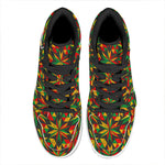 Abstract Geometric Reggae Pattern Print High Top Leather Sneakers